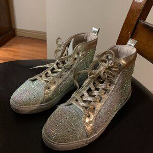 Gold Rhinestone High Top Sneakers